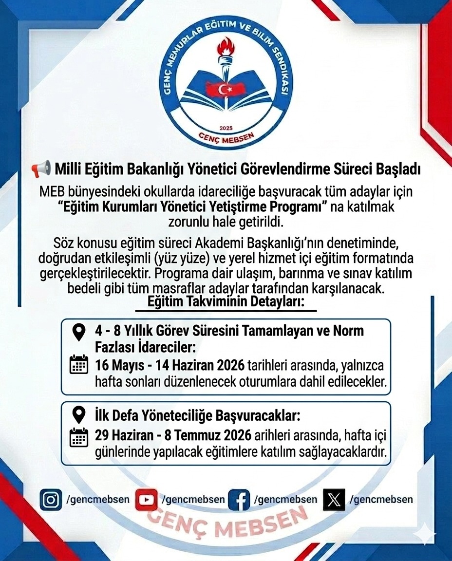 MEB Yönetici Görevlendirme Takvimi Açıklandı